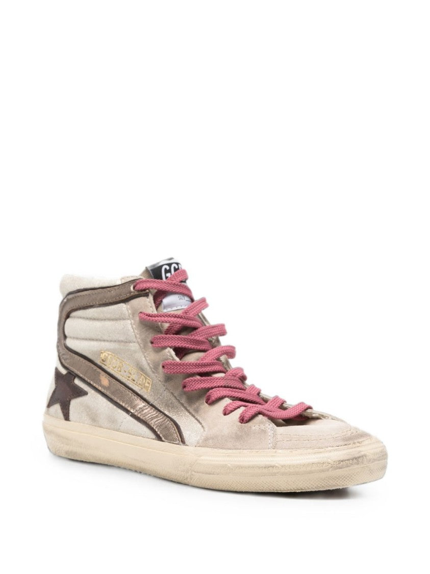 Golden Goose Beige Suede High-Top Sneakers With Star Patch
