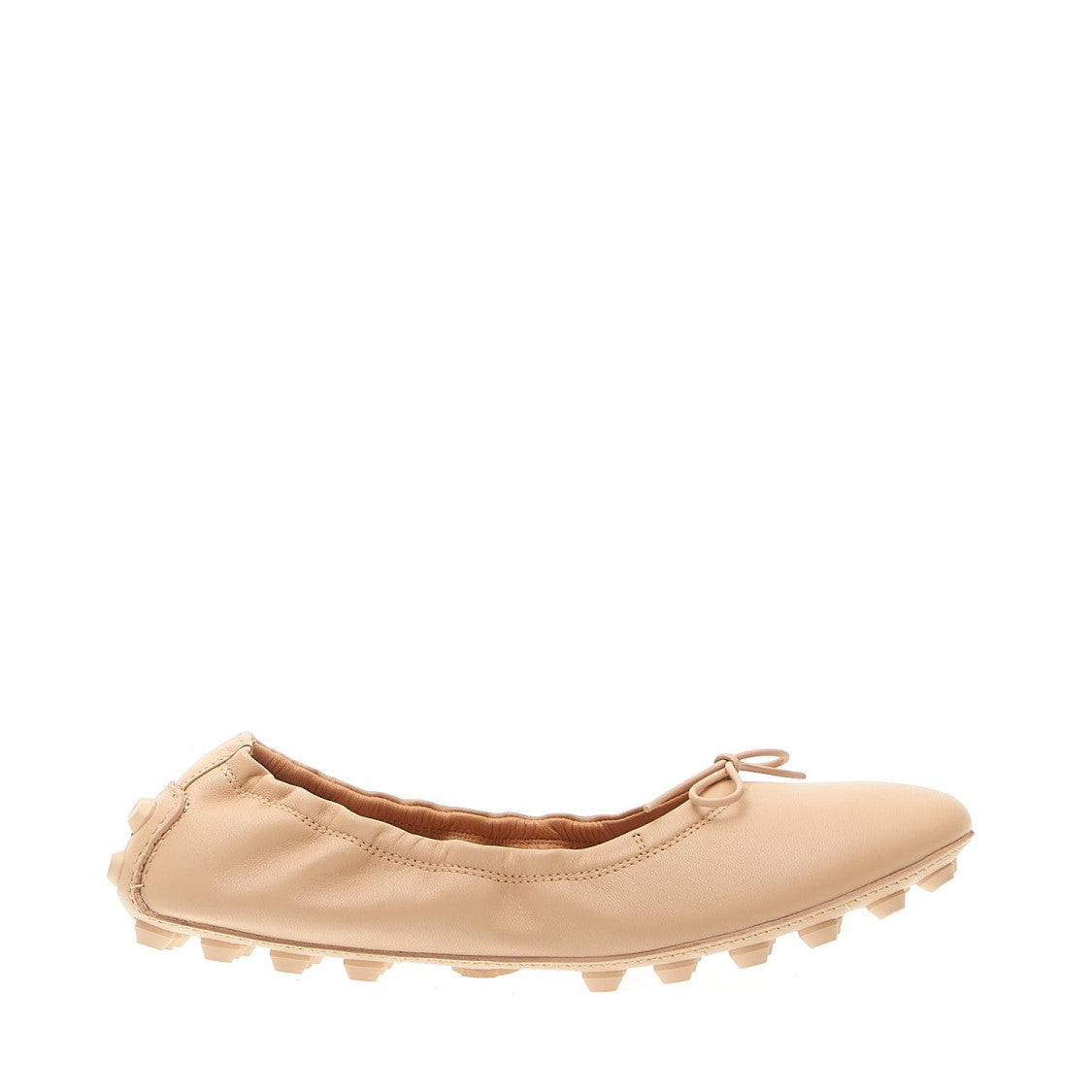 Tod's Bubble Ballerina In Beige Leather