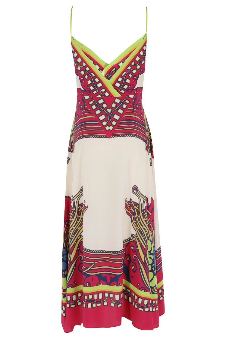 La Double J Multicolor Turn Around Sweetheart Silk Midi Dress