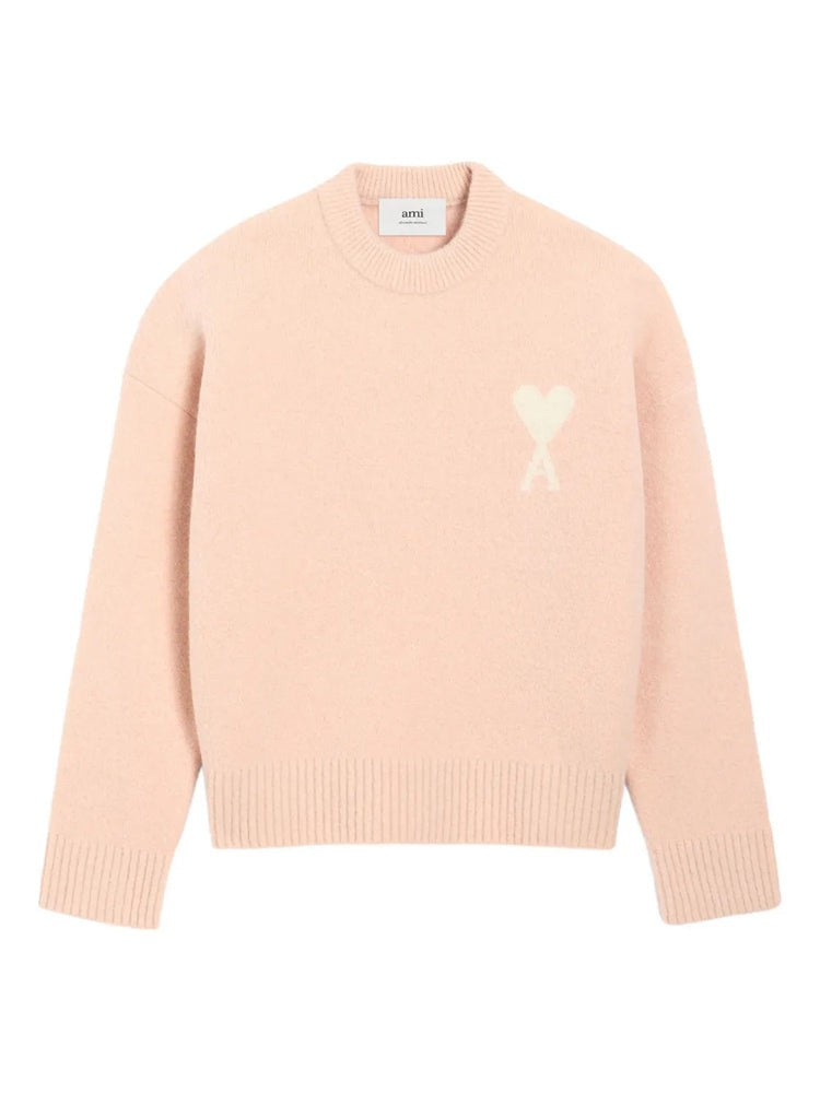 Ami Paris Relaxed Fit Crewneck Sweater With Heart Motif
