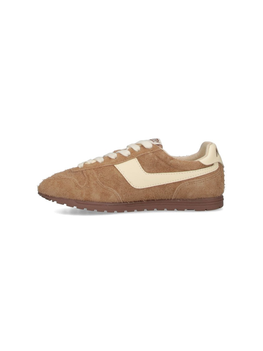 Autry Low-Profile Suede Sneakers With Cream Accents
