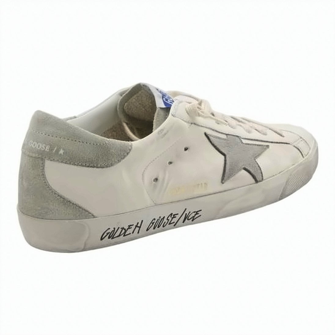 Golden Goose Distressed White Leather Low-Top Sneakers