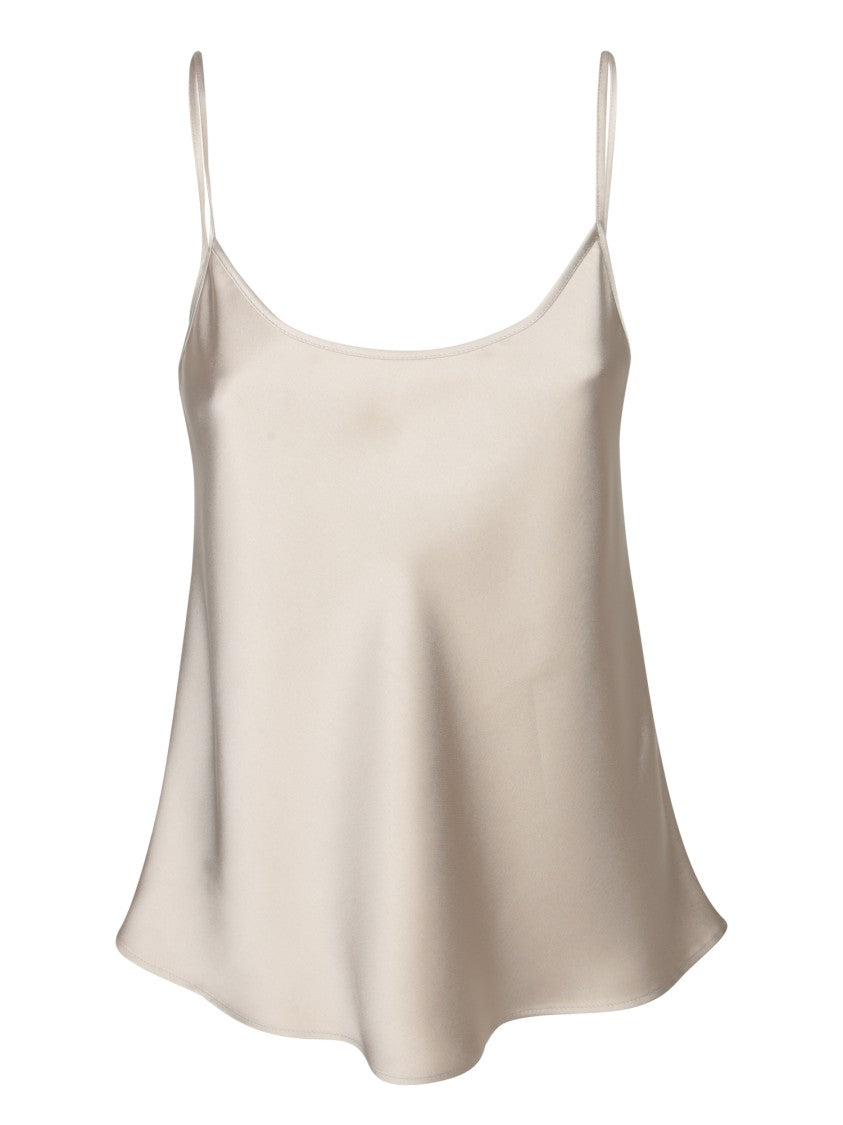 Blanca Vita Fluid-Cut Satin Tank Top With Thin Straps