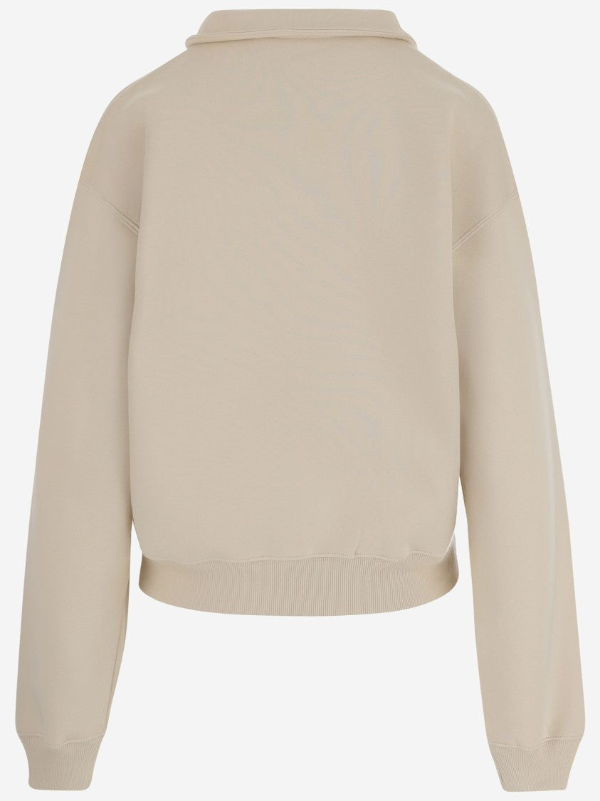 Jacquemus Cotton Fleece Sweatshirt With High Collar And Grosgrain Detail