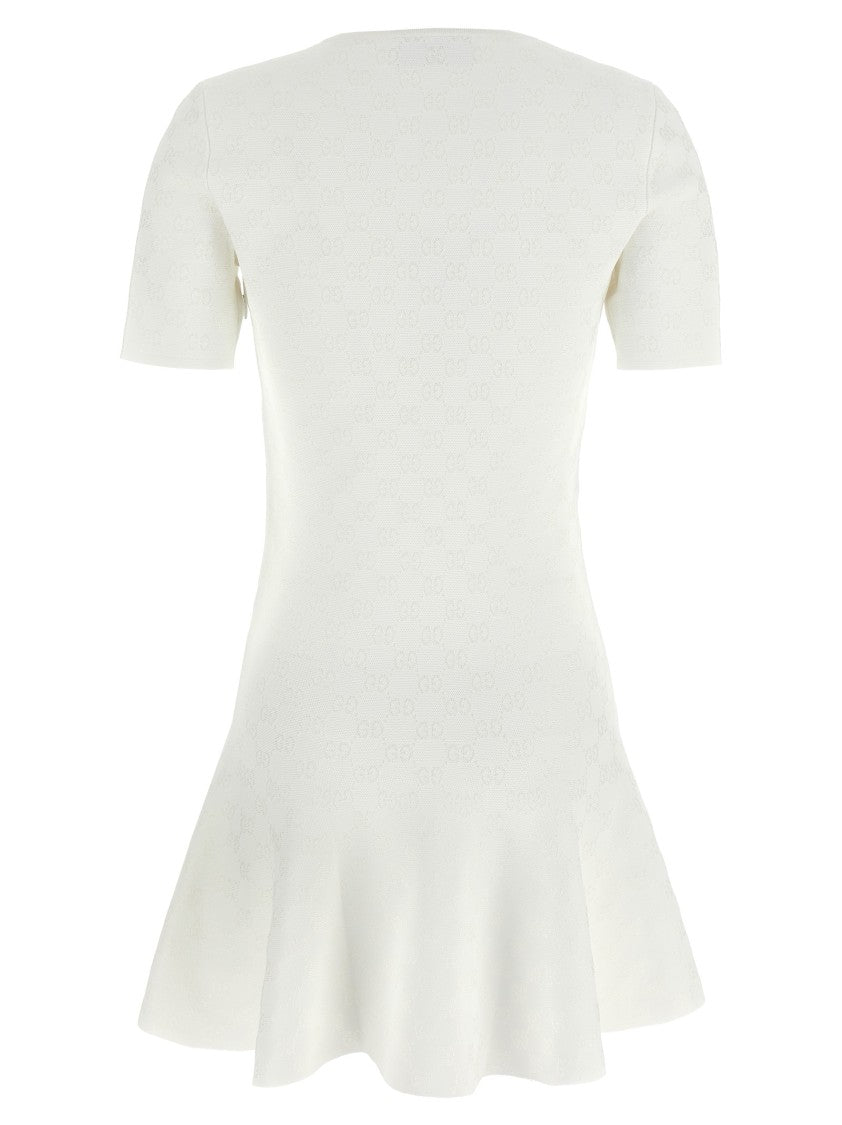 Gucci Viscose Jacquard Mini Dress With Deep Round Neckline
