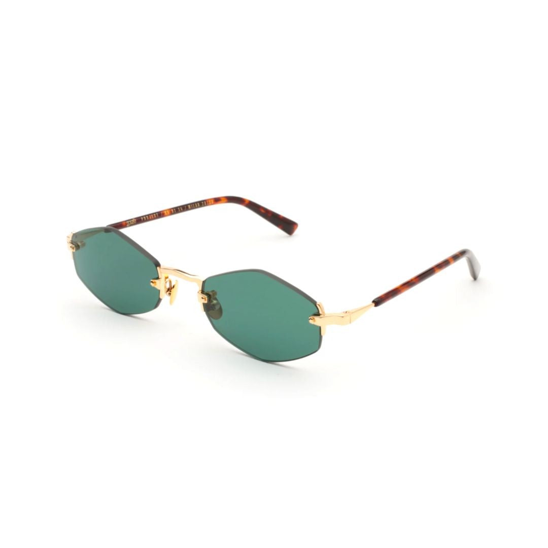 Gast Lunar Geometric Dark Green Lens Sunglasses With Gold Accents