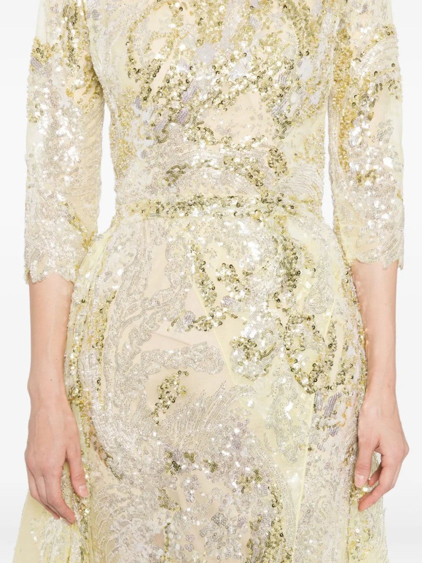 Saiid Kobeisy Embroidered Long Dress With Overskirt