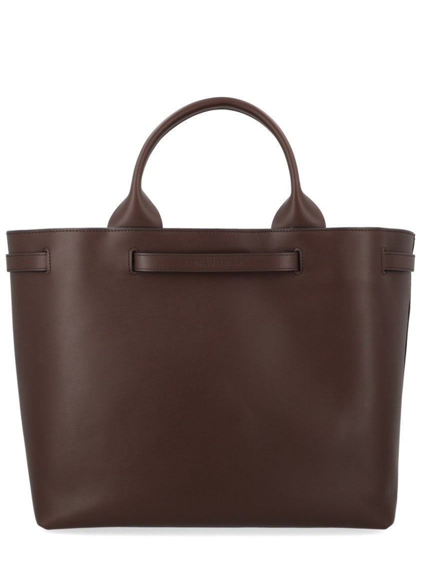 Longchamp Brown Le Roseau Structured Matte Handbag
