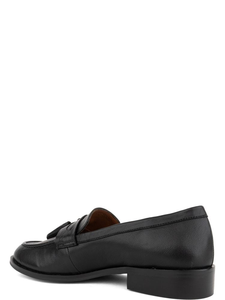 Adrianna Feretti Black Tassel-Detail Polished Leather Loafers