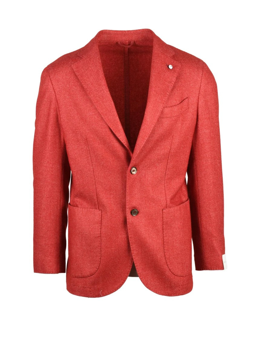 L.B.M. 1911 Modern Fit Red Wool-Blend Jacket With Button Closure And Unlined Interior