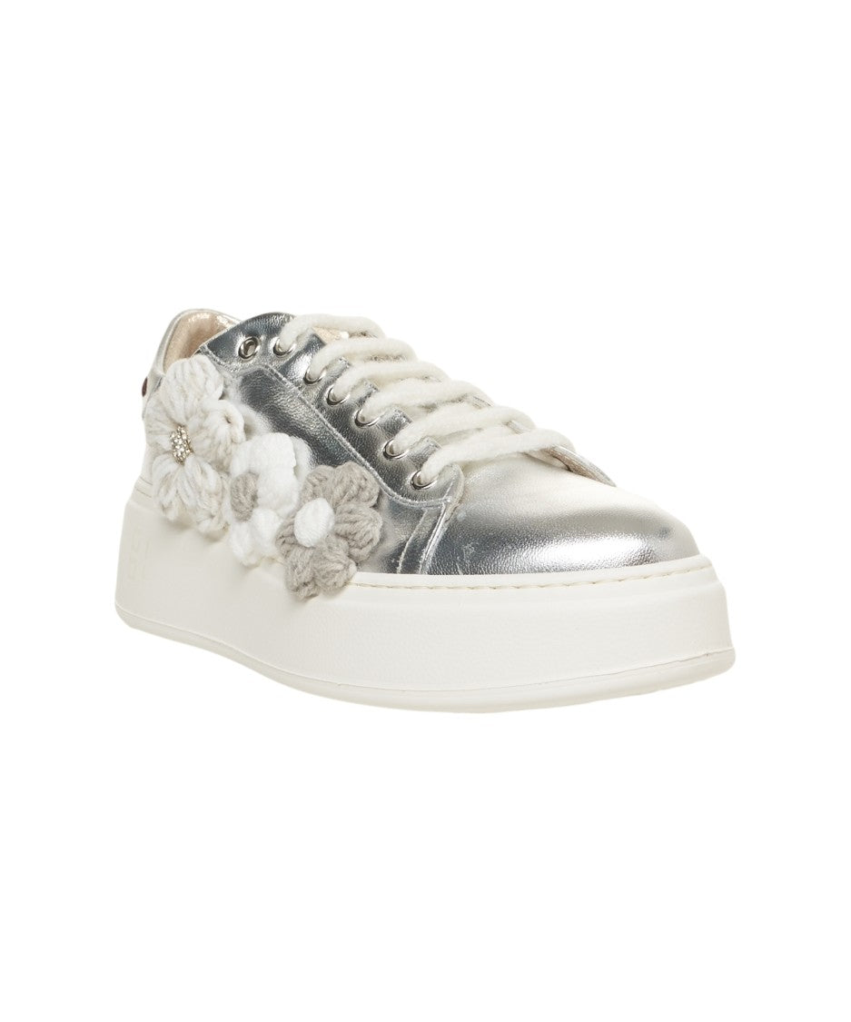 Gio+ 3D Floral Appliqué Sneakers With Rhinestones