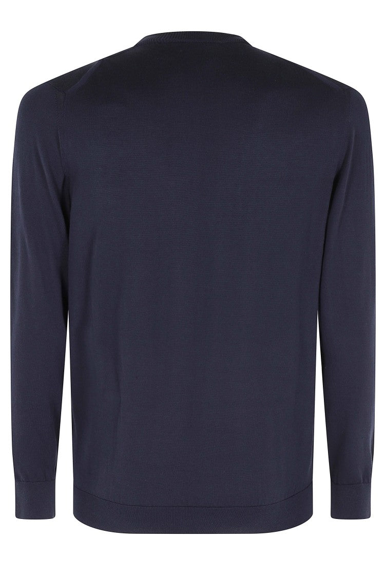Eleventy Blue Crewneck Long-Sleeve Cotton Sweater