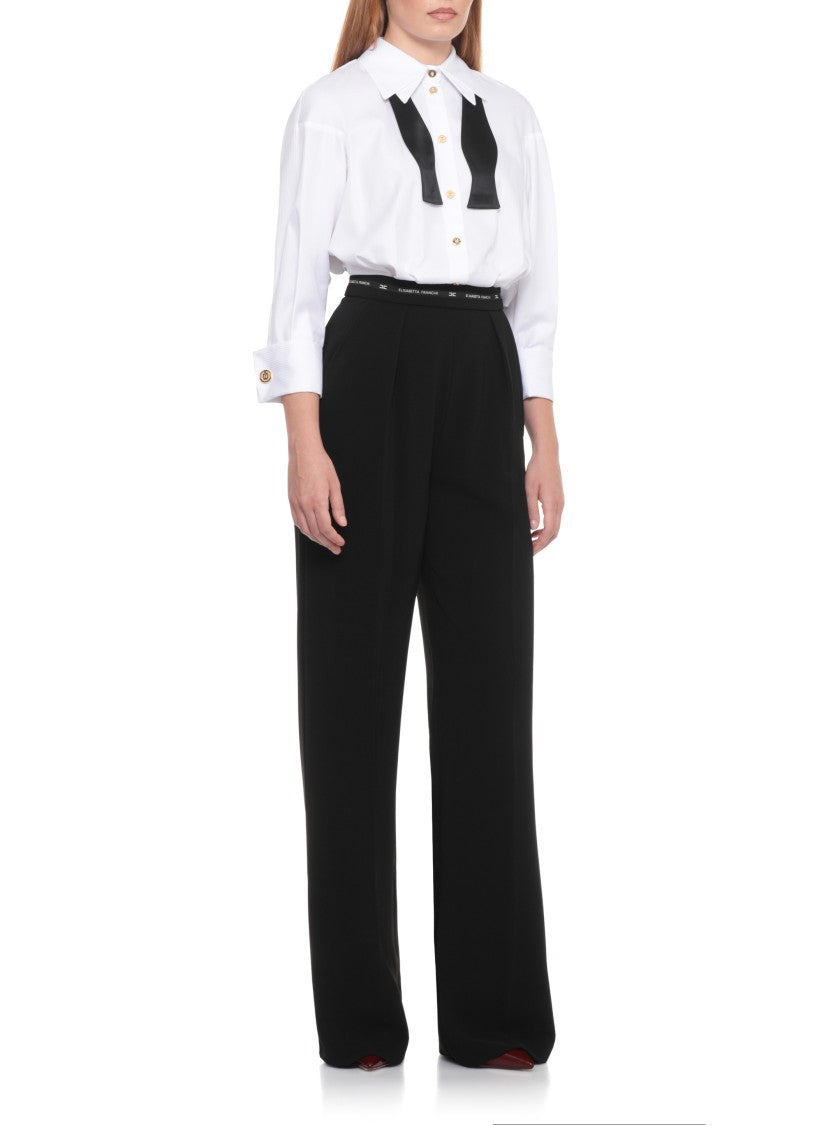 Elisabetta Franchi Classic Black And White Crepe Jumpsuit