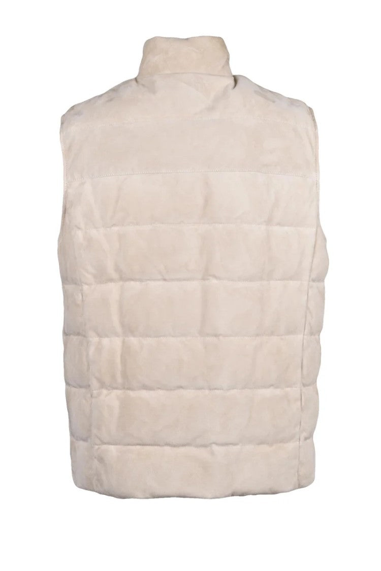 Eleventy Leather Gilet - Beige