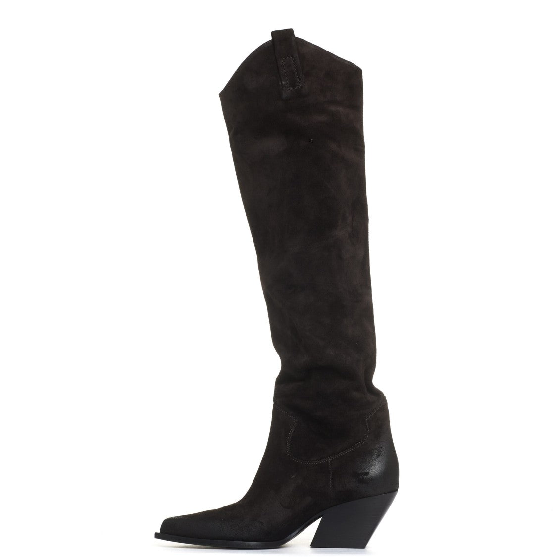 Elena Iachi Texan Boot In Dark Brown Suede