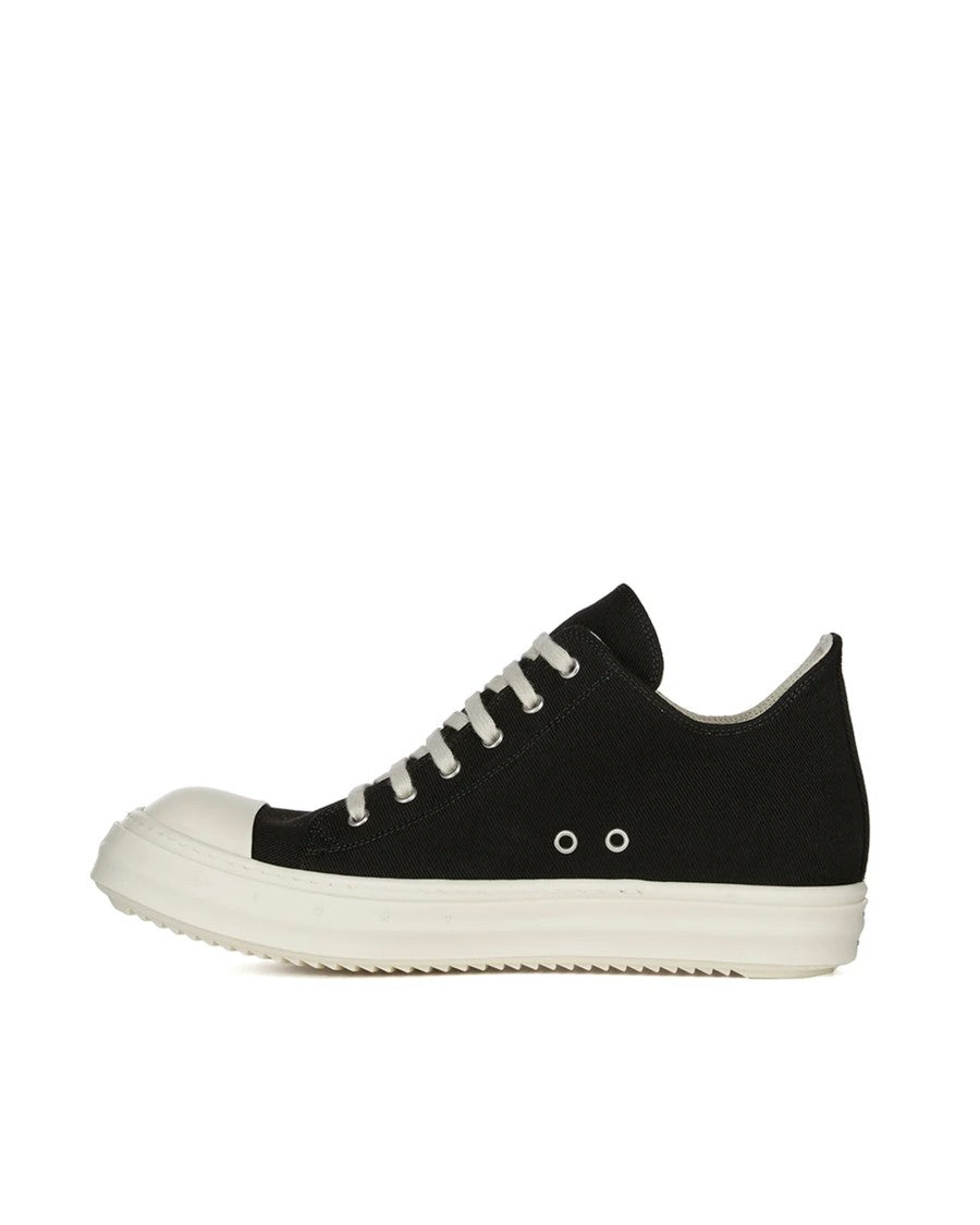 Drkshdw By Rick Owens Black Cotton Canvas Low-Top Sneakers