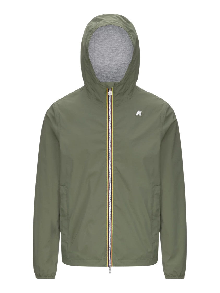 K-Way Green Stretch Nylon Hooded Jacket
