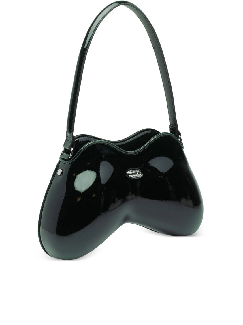 Diesel Black Play Double-D Curved Patent Handbag