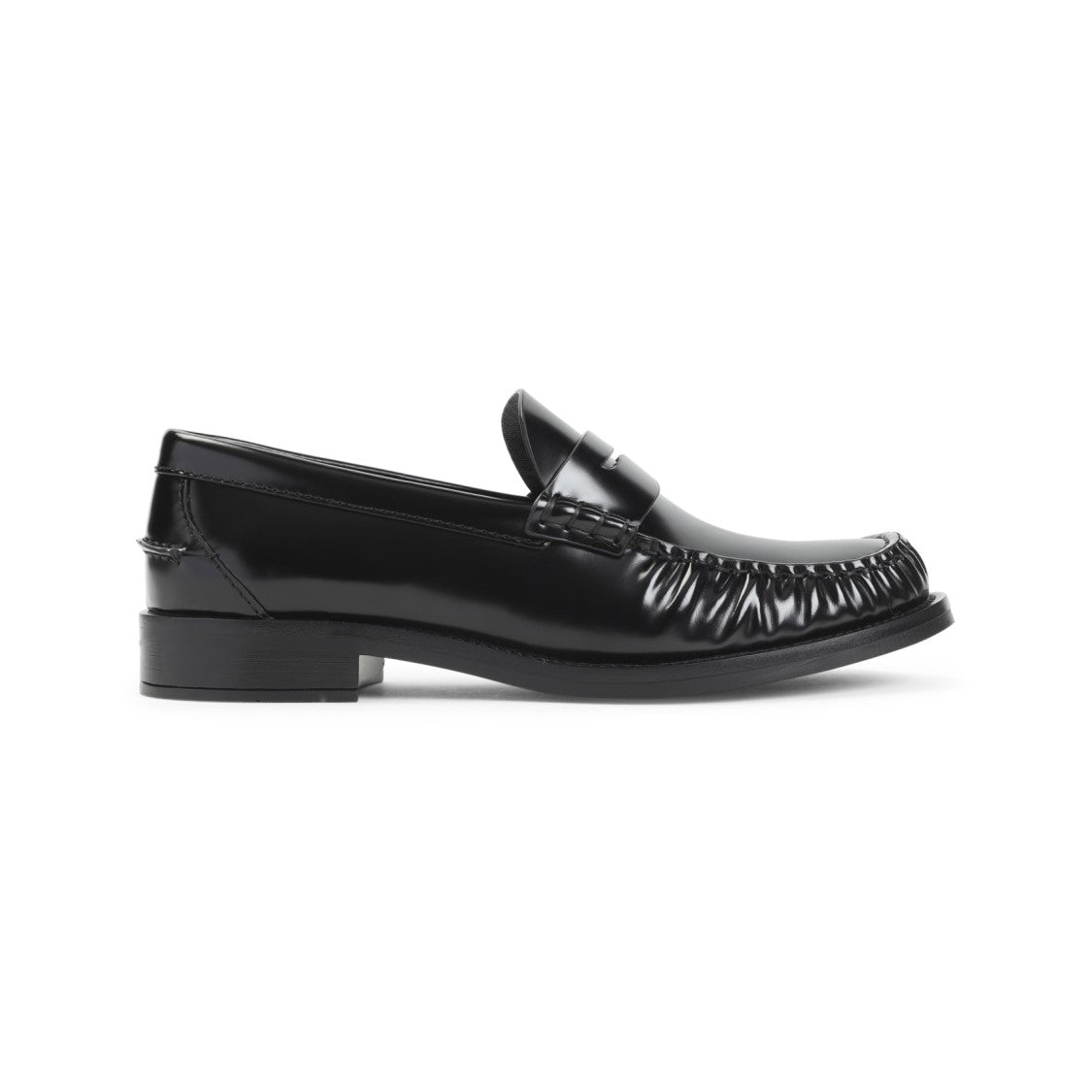 Prada Brushed Leather Loafers With Penny Strap And Polished Finish