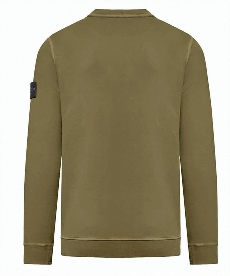 Stone Island Olive Green Long-Sleeve Sweatshirt With Signature Patch Detail
