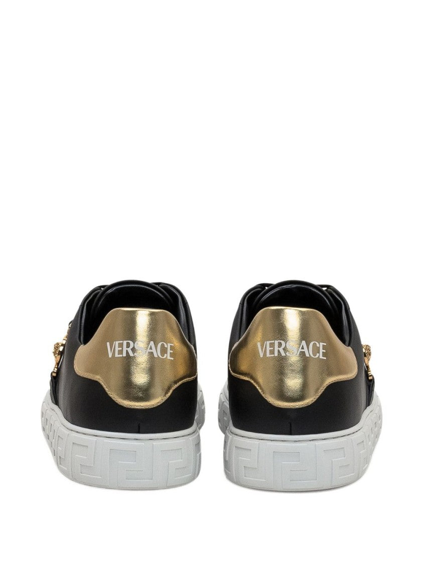 Versace Refined Black And Gold Versace Sneakers