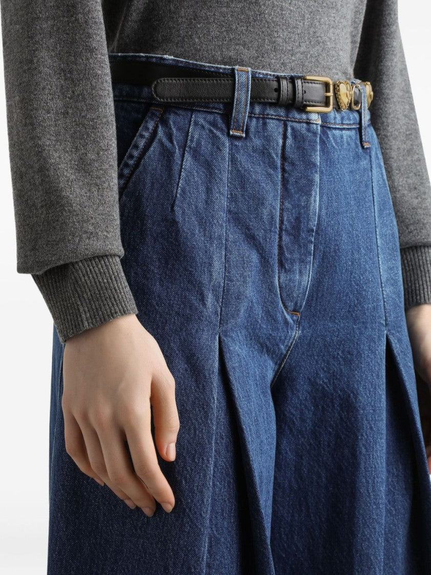 Dolce & Gabbana Wide-Leg Blue Cotton Denim Jeans