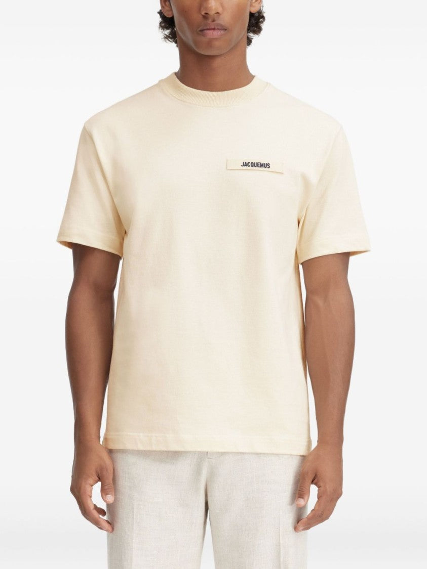 Jacquemus Beige Short Sleeve Crew Neck Silk T-Shirt