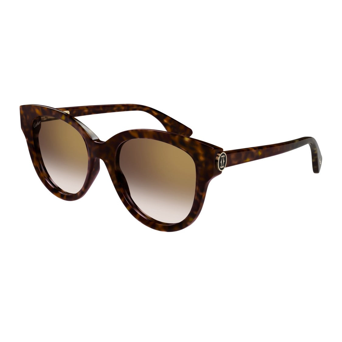 Cartier Rounded Tortoiseshell Frame Sunglasses With Gradient Lenses