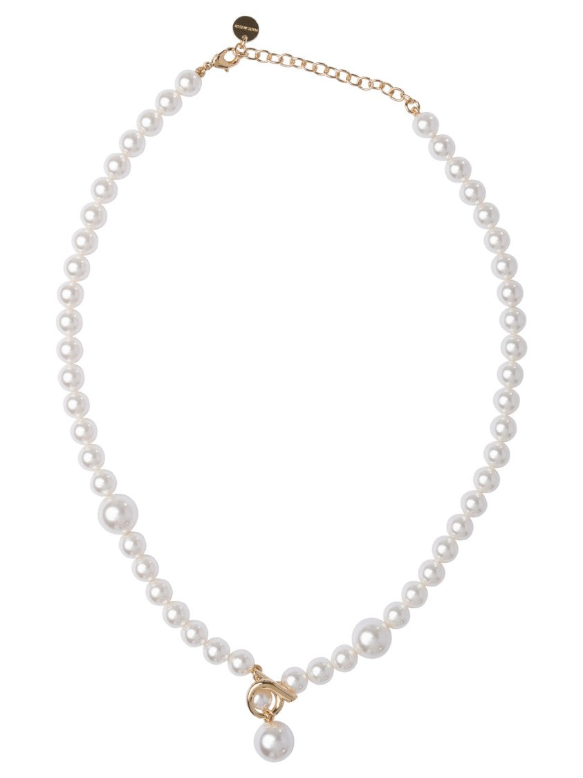 Ferragamo Glass Pearl Necklace With Brass Clasp