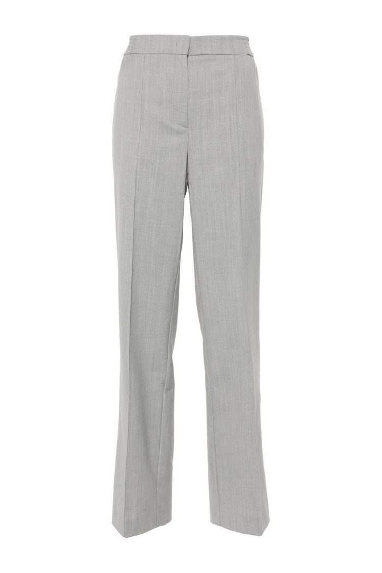 Twin-Set Grey Polyester-Wool Wide-Leg Pants