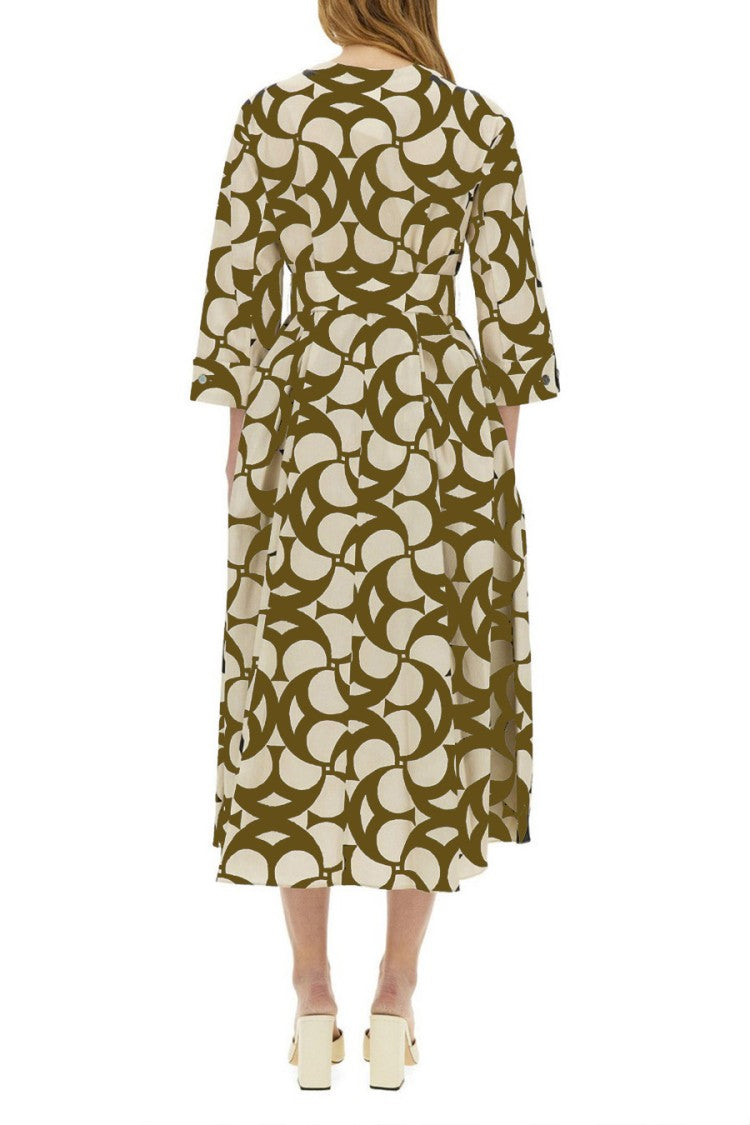 Max Mara Multicolor Crepe Midi Dress