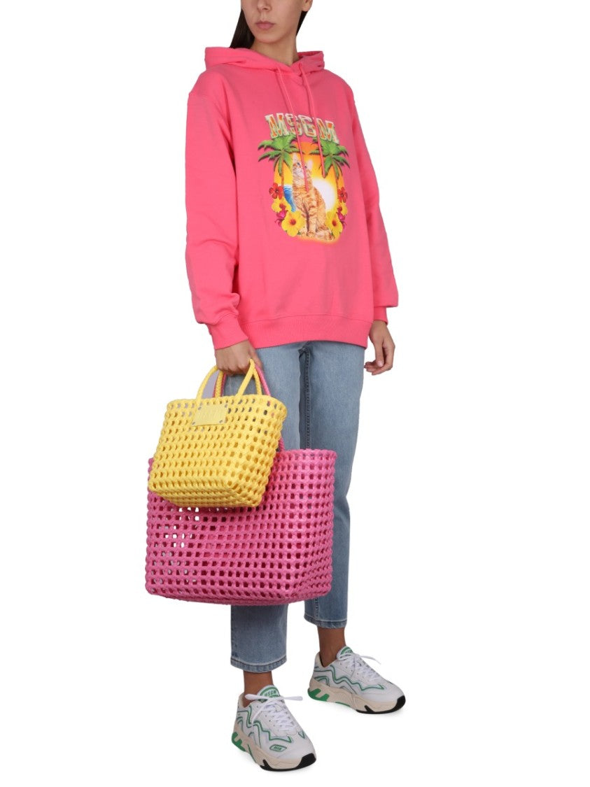 Msgm Vibrant Sweatshirt With Drawstring Hood And Playful Graphic