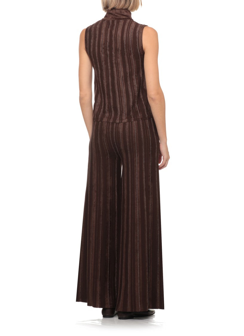 D. Exterior Brown Striped Lurex Viscose Tank Top
