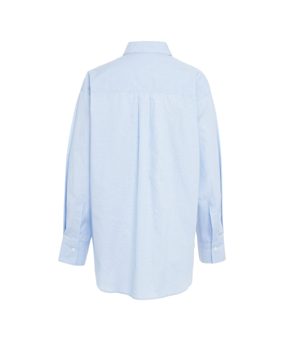 Closed Classic Oversized Cotton Shirt With Pointed Collar And Chest Pocket
