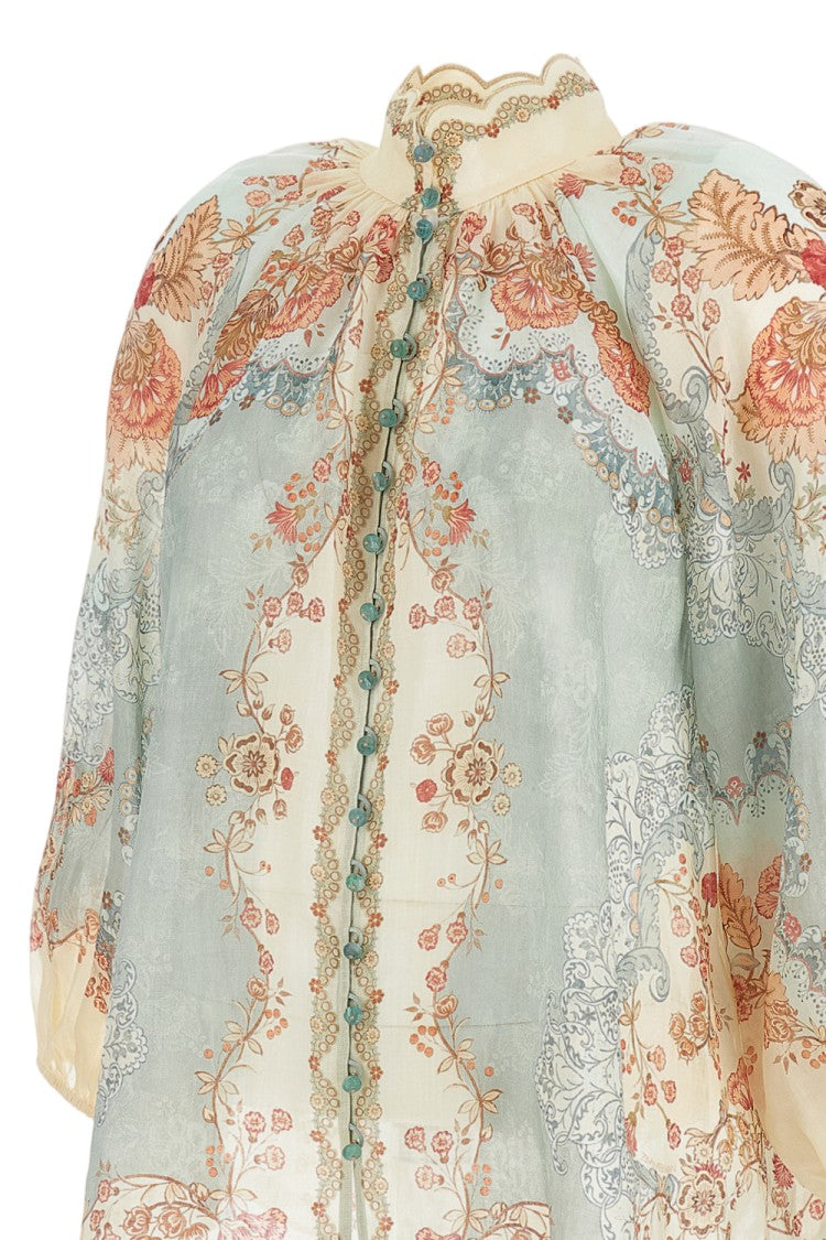 Zimmermann Long-Sleeved Ramie Blouse With Scalloped Collar