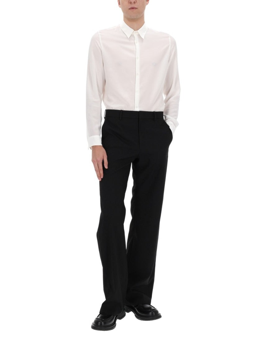 Gucci Long-Sleeve Pointed Collar Silk Shirt