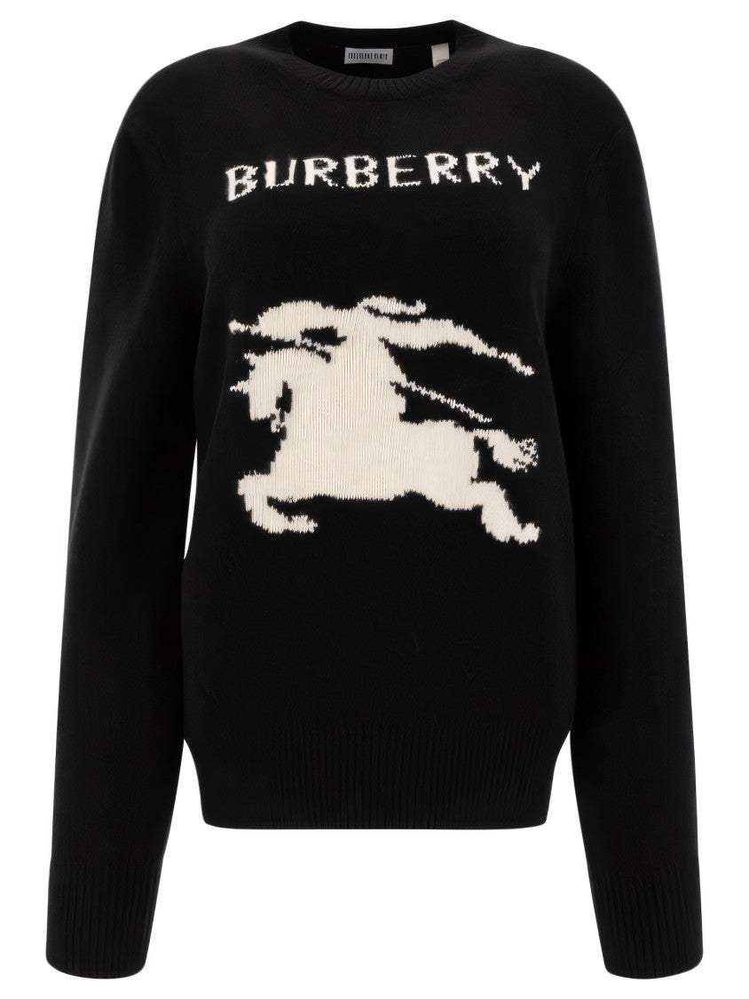 Burberry Cashmere Sweater With Bold Horse Graphic And Crew Neck
