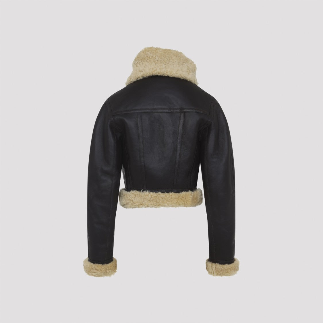 Jacquemus Cropped Black Lamb Leather Jacket