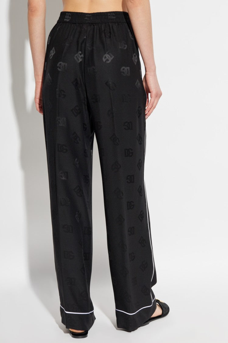 Dolce & Gabbana Silk Trousers With Contrasting Piping