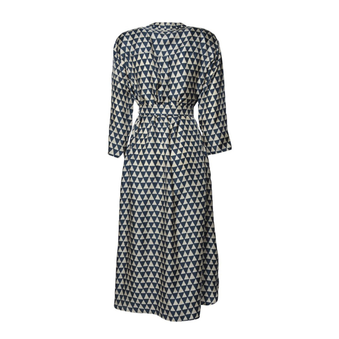 Max Mara Geometric Triangle Pattern Midi Dress With Tie Belt
