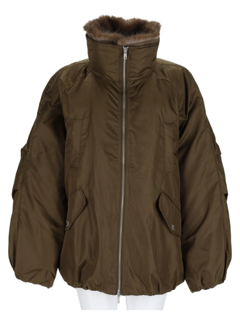 Stand Studio Green Voluminous Padded High-Collar Jacket