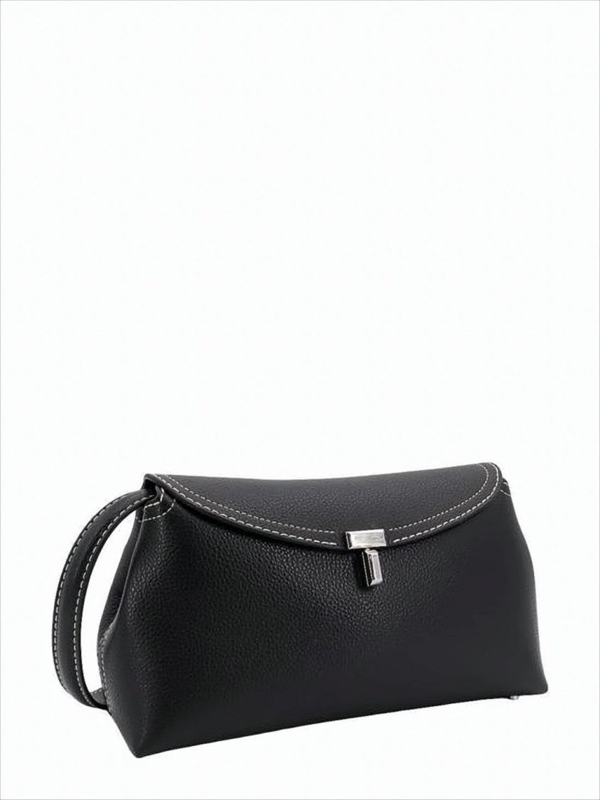 Totême Curved Flap Shoulder Bag In Textured Cow Leather