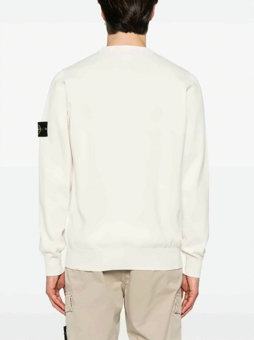 Stone Island Crewneck Knit Sweater With Distinctive Sleeve Patch