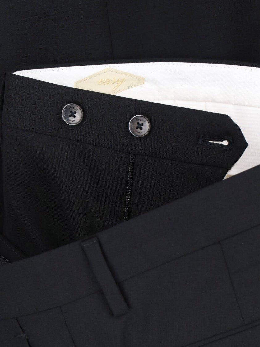Briglia 1949 Black Tailored Mid-Rise Virgin Wool Trousers