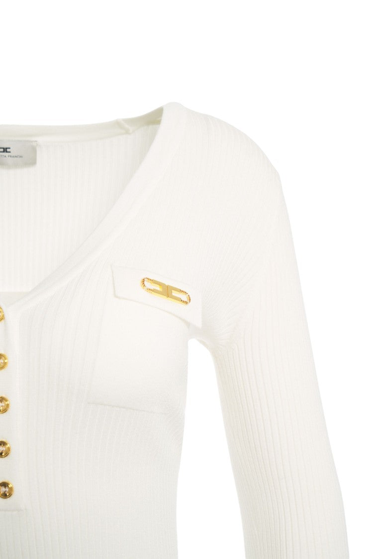 Elisabetta Franchi Fitted Ribbed Knit Top