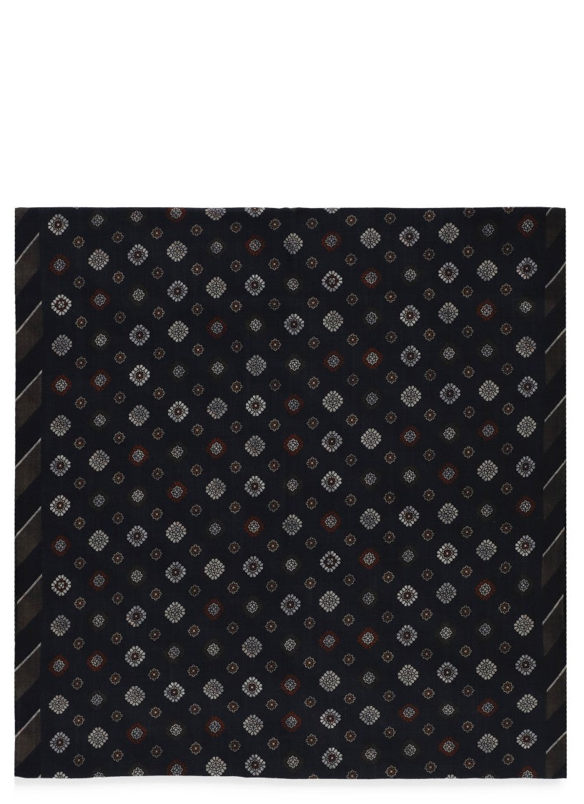 Altea Navy Blue Wool Geometric Scarf