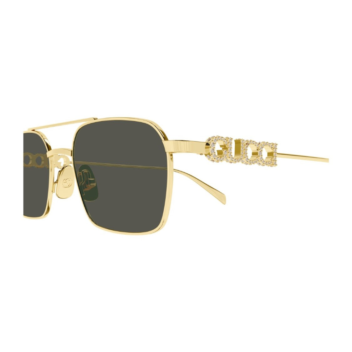 Gucci Gold Gg1804s Metal Rectangular Sunglasses
