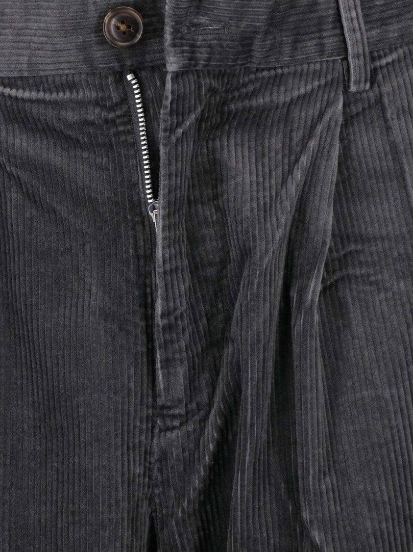 Paul Smith Black Ribbed Corduroy Mid-Rise Straight-Leg Pants