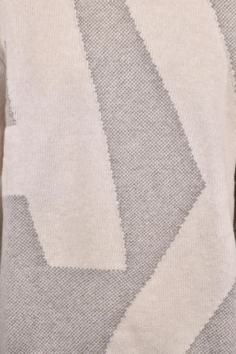 Armani Exchange Beige Geometric Crewneck Sweater