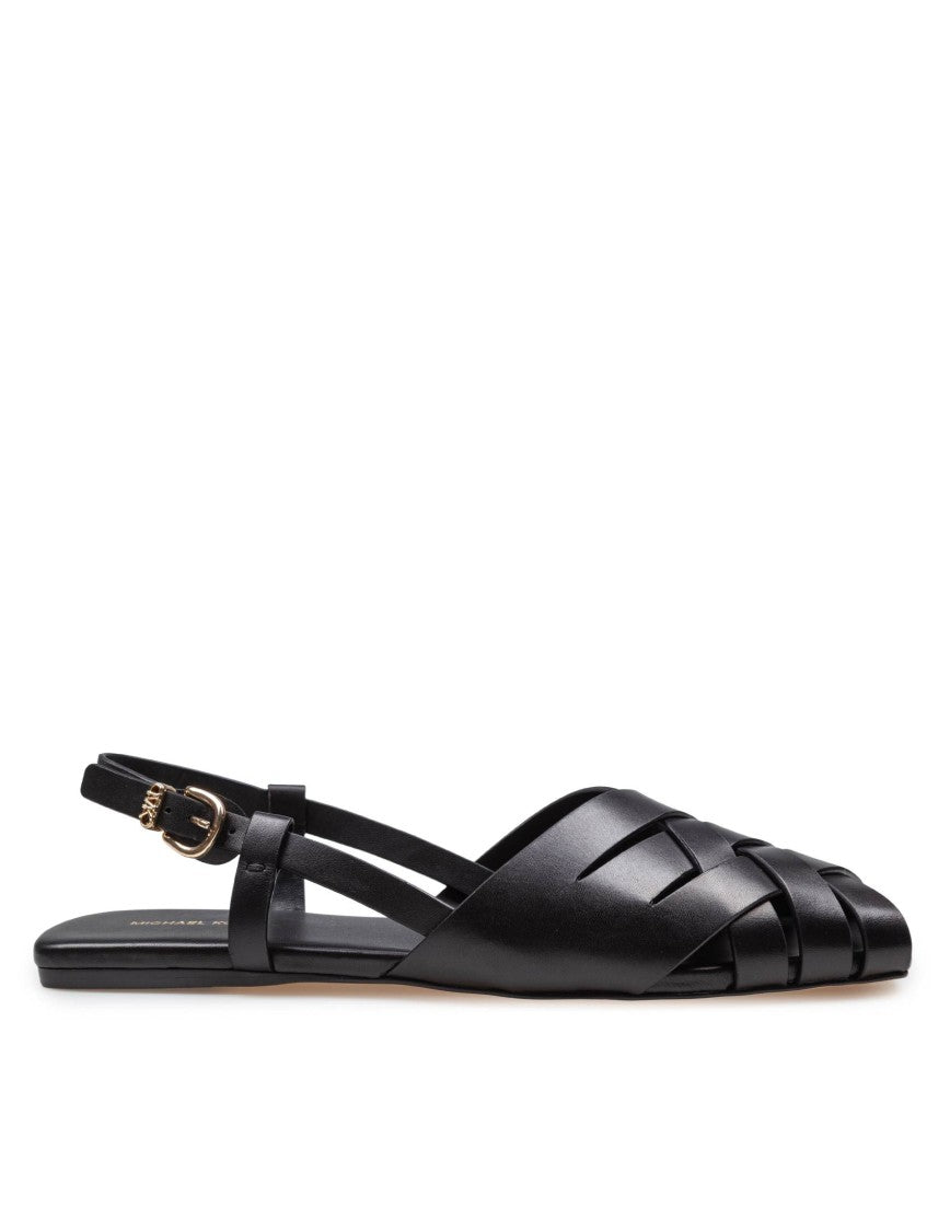 Michael Kors Irene Flat Sandal In Woven Leather Color Black